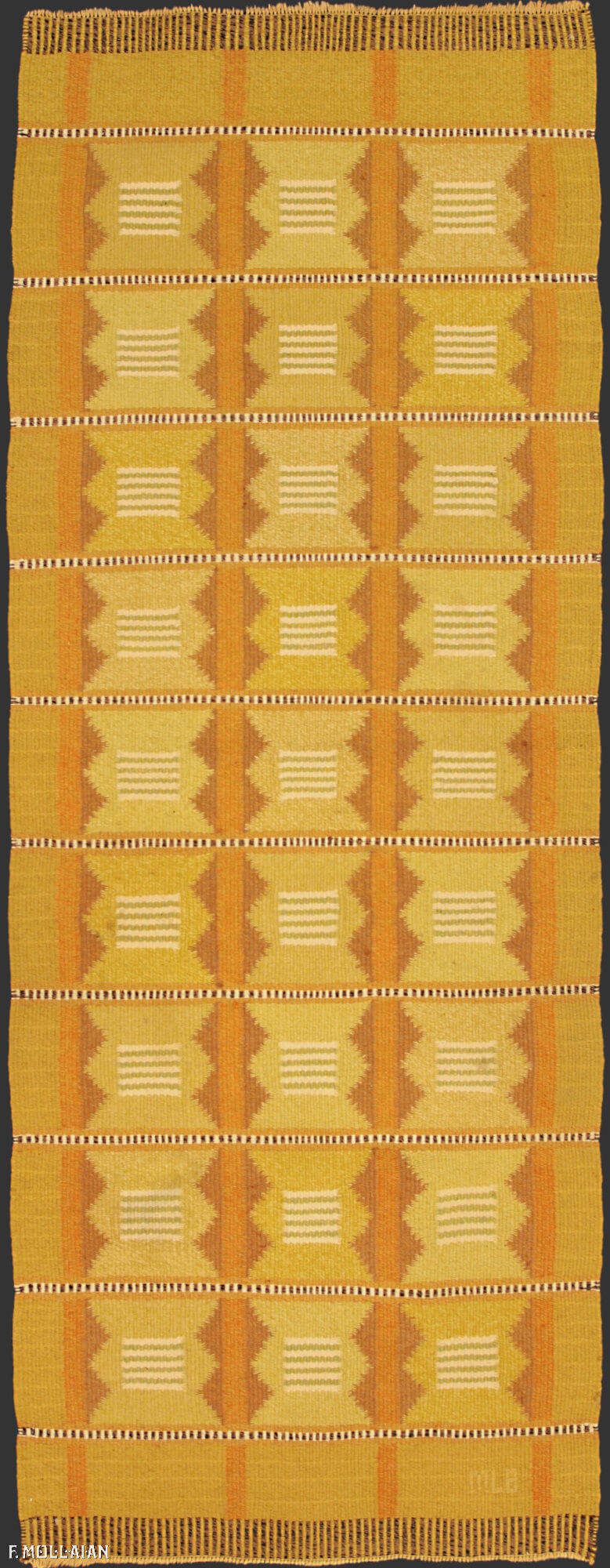 Semi-Antique Swedish Runner Kilim n°:51376341